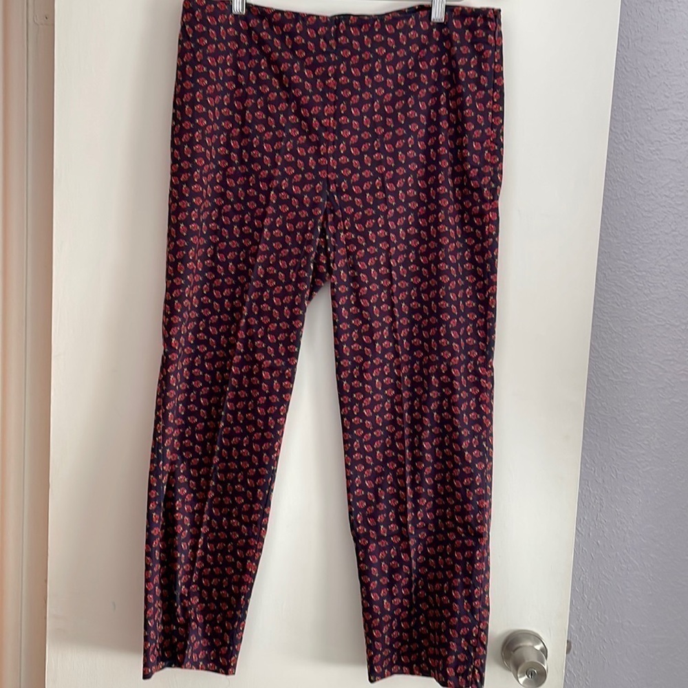 talbots lady bug print ankle straight high waist office work career trousers 12